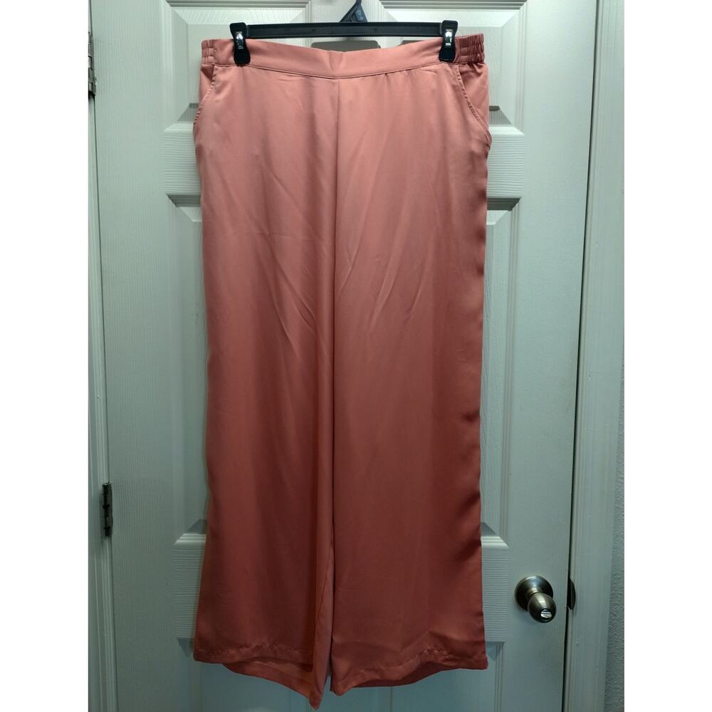 State of Day NWT Size XL Coral Pink Satin Pull-On Elastic Waist Pajama Pants